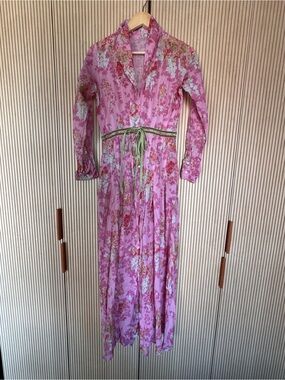 Floral Pink Maxi Robe with Tie Waist
